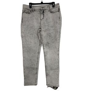 NYDJ Women's Size 12 Jeans Clarissa Ankle Gray Polka Dot‎ Glitter
